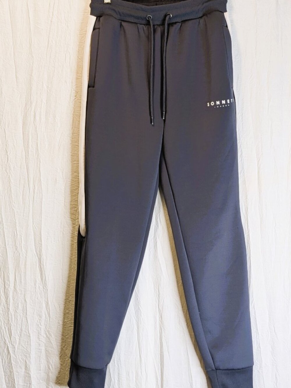 Sonneti London Sweatpants Thick Joggers Dark Gray White Stripe M Athletic